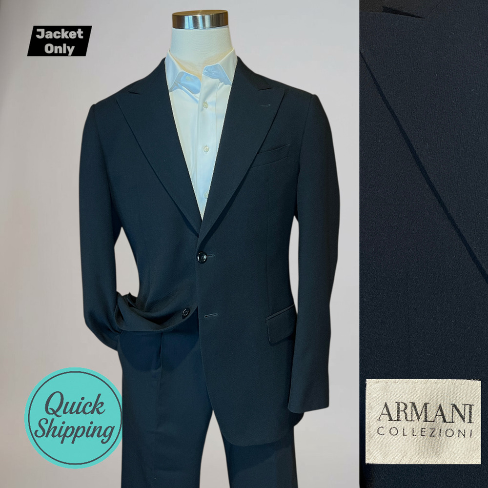 Armani Collezioni 40-42L Black Knit Lightly Textured Semi-Formal Dinner Jacket